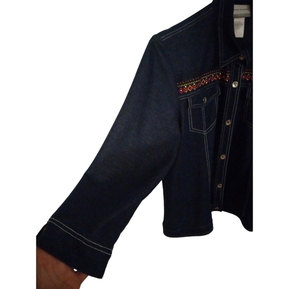 Embroidered Chambray Button Down Alfred Dunner Western Granniecore MP - Picture 4 of 12